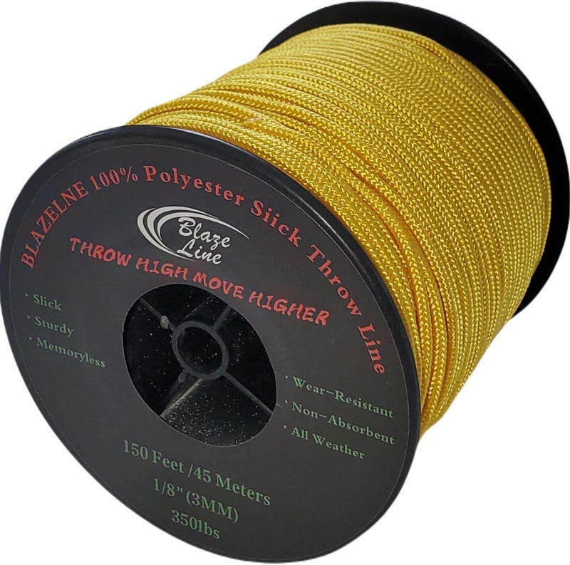 Blaze Line 100% Polyester Climbing Throw Line Rope 3 mm (1/8 in) 150 ft Spool Cord 350 lbs Tensile Strength (Luminous Yellow) - Image 1